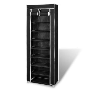 Shoe Cabinets Fabric Shoe Cabinet With Cover 162 X 57 29 Cm Black