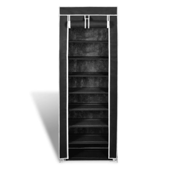 Shoe Cabinets Fabric Shoe Cabinet With Cover 162 X 57 29 Cm Black