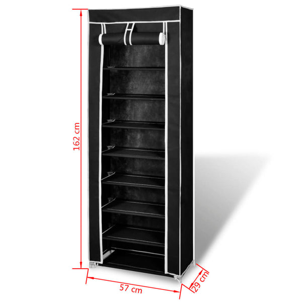 Shoe Cabinets Fabric Shoe Cabinet With Cover 162 X 57 29 Cm Black