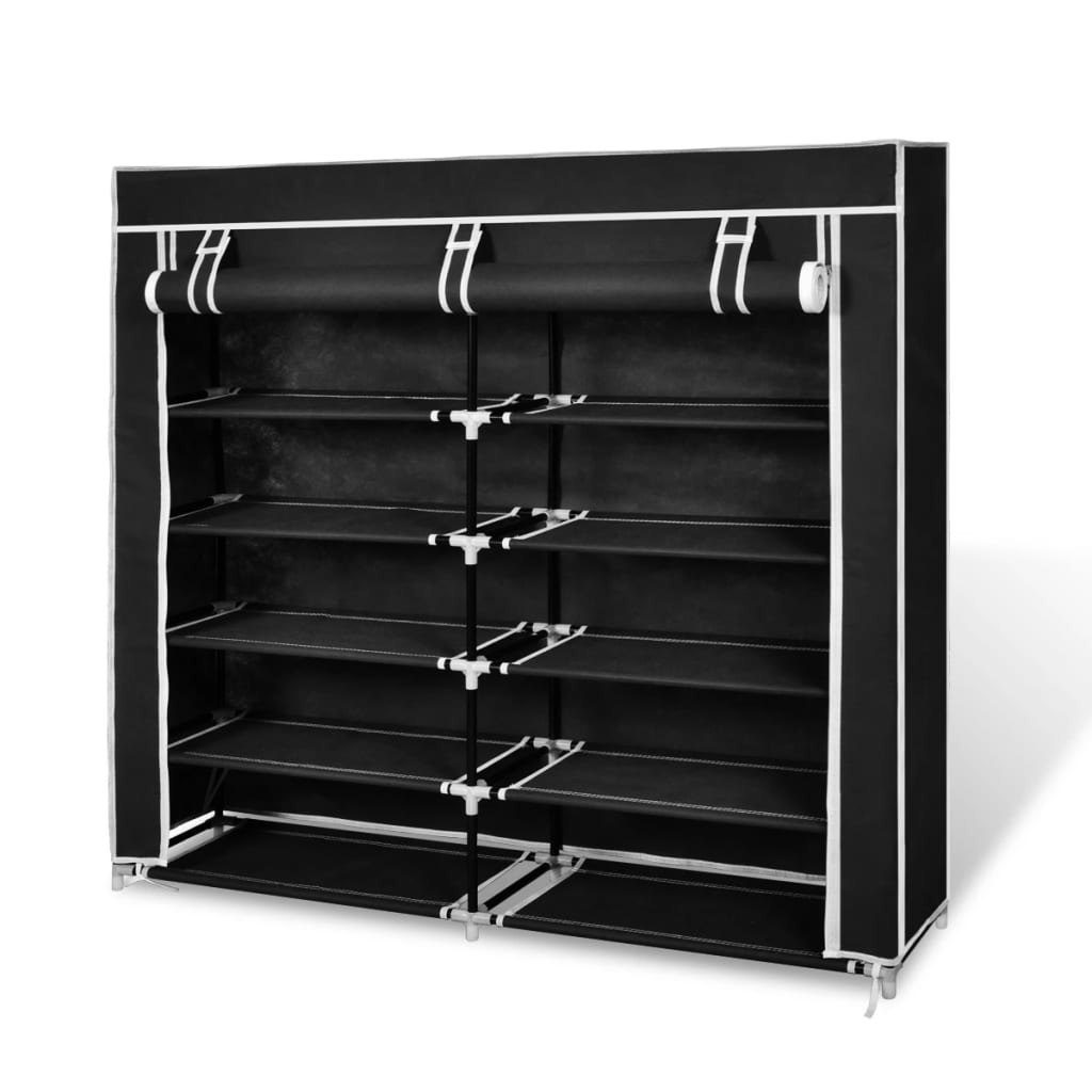 Shoe Cabinets Fabric Shoe Cabinet With Cover 115 X 28 110 Cm Black