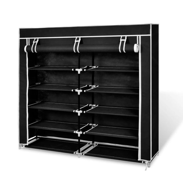 Shoe Cabinets Fabric Shoe Cabinet With Cover 115 X 28 110 Cm Black