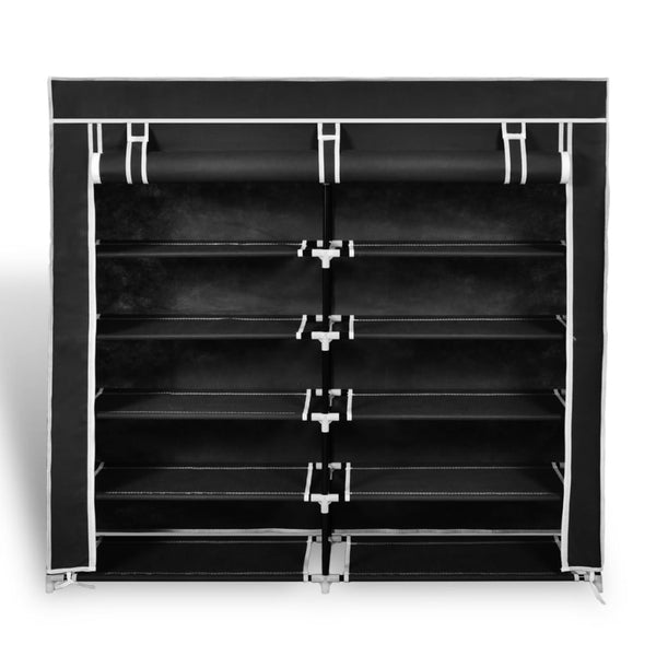Fabric Shoe Cabinet With Cover 115 X 28 110 Cm Black