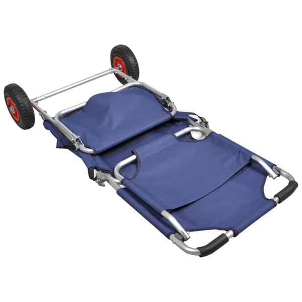 Wheelbarrows Carts Wagons Beach Trolley With Wheels Portable Foldable Blue