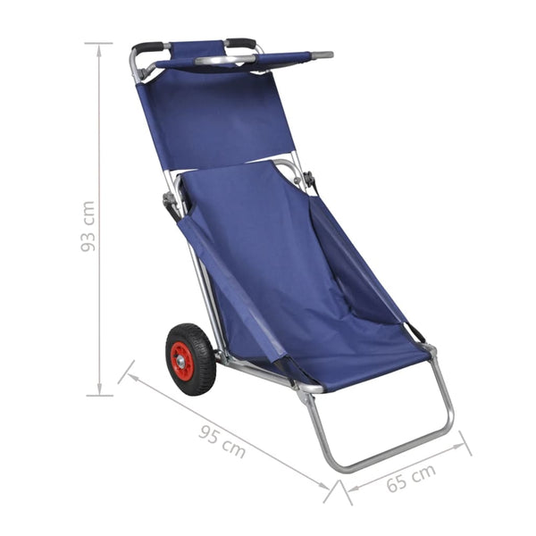 Wheelbarrows Carts Wagons Beach Trolley With Wheels Portable Foldable Blue