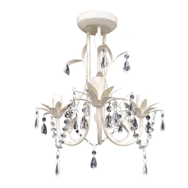 Crystal Pendant Ceiling Lamp Chandelier Elegant White