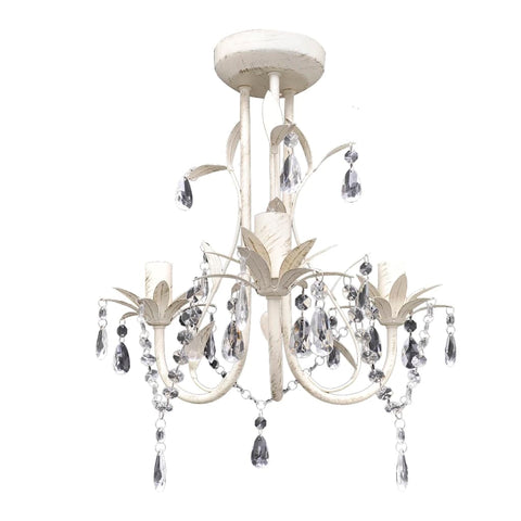 Chandeliers & Ceiling Fixtures Crystal Pendant Ceiling Lamp Chandelier Elegant White