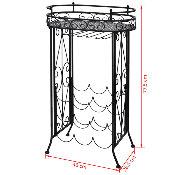 Racks Wine Rack With Glass Holder For 9 Bottles Metal