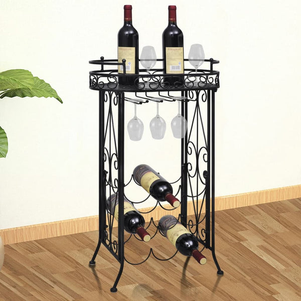 Racks Wine Rack With Glass Holder For 9 Bottles Metal