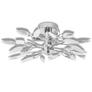 Chandeliers & Ceiling Fixtures Ceiling Lamp White & Transparent Acrylic Crystal Leaf Arms 3 E14 Bulbs