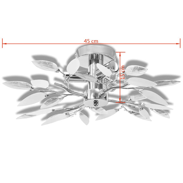 Chandeliers & Ceiling Fixtures Ceiling Lamp White & Transparent Acrylic Crystal Leaf Arms 3 E14 Bulbs