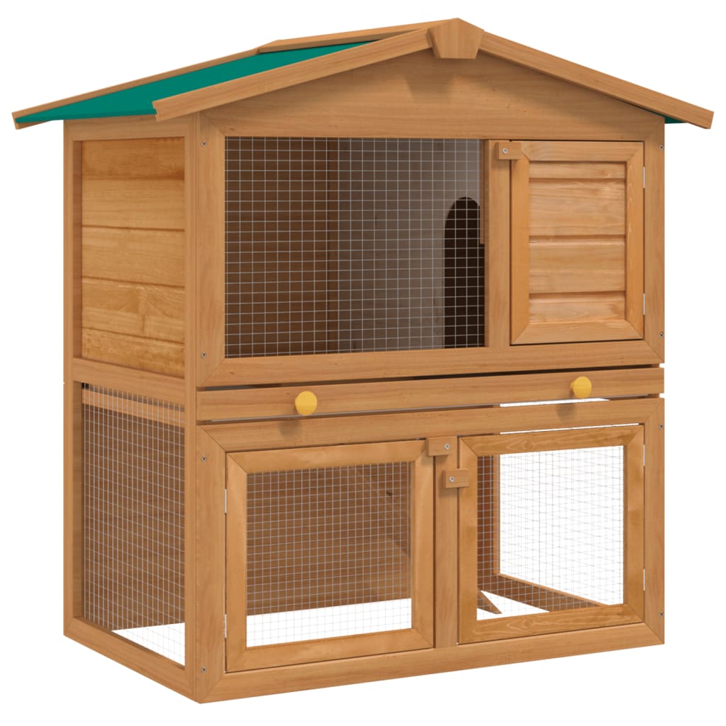 Small Animal Cages & Hutches Outdoor Rabbit Hutch Small Animal House Pet Cage 3 Doors Wood