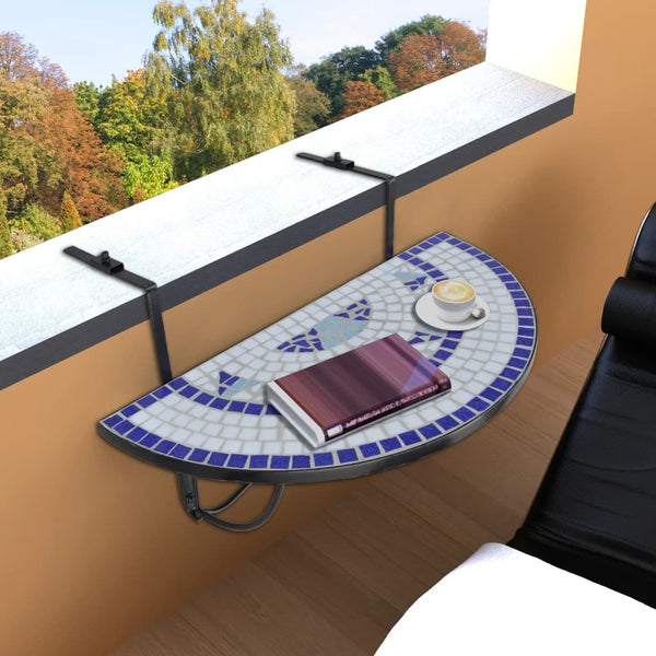 Patio & Garden Tables Hanging Balcony Table Blue And White Mosaic