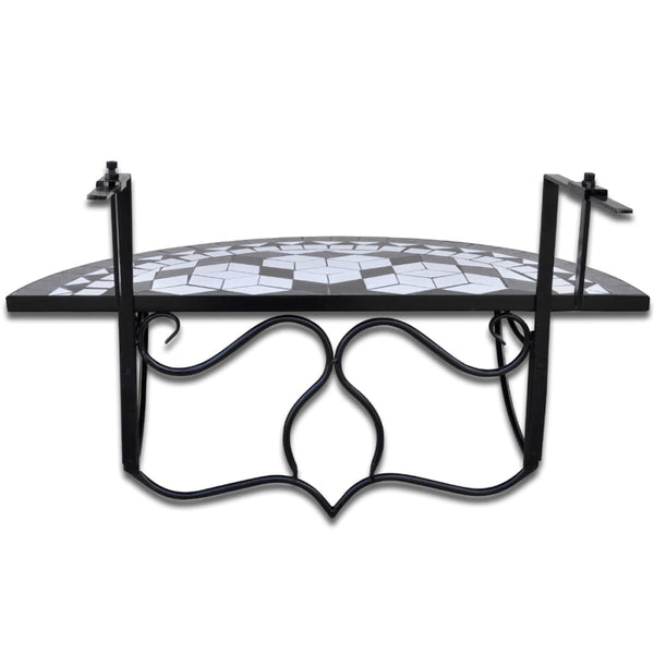 Hanging Balcony Table Black And White Mosaic