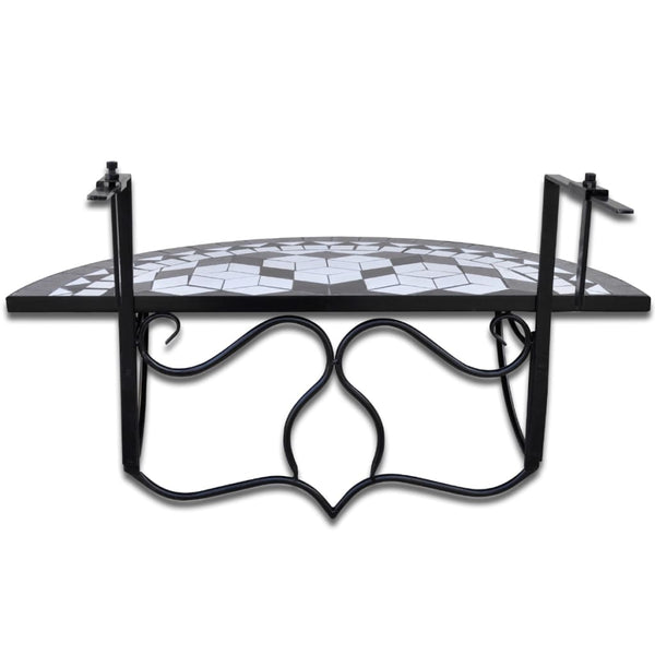 Patio & Garden Tables Hanging Balcony Table Black And White Mosaic