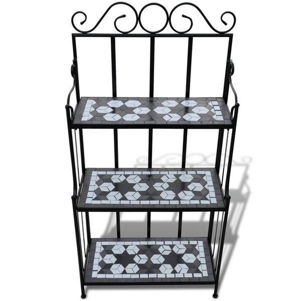 Plant Stands Plant Stand Display Black White Mosaic Pattern