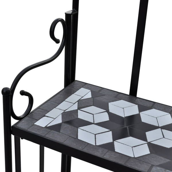 Plant Stands Plant Stand Display Black White Mosaic Pattern