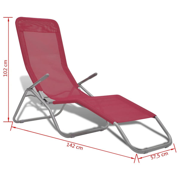 Loungers Sun 2 Pcs Steel Frame And Textilene Red