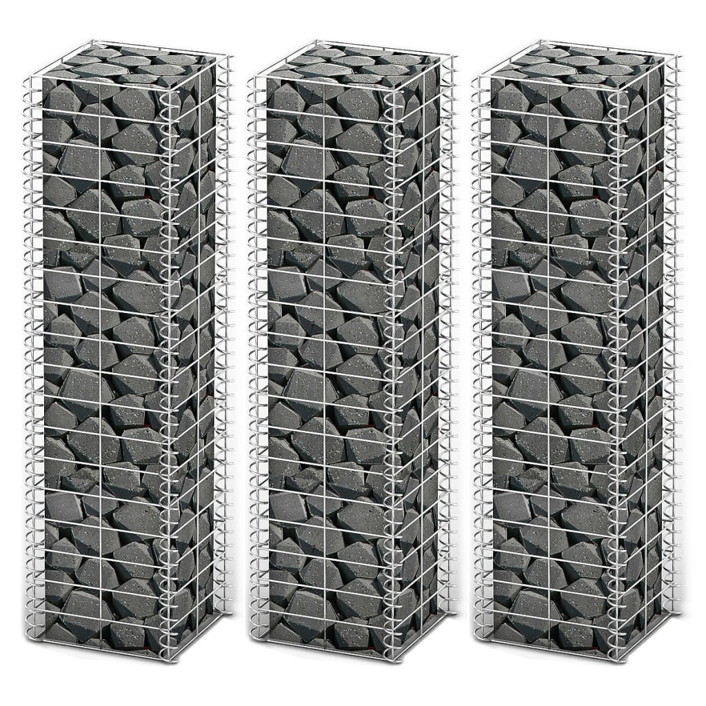 Gabion Baskets Gabion Set 3 Pcs Galvanised Wire 25 X 150 Cm