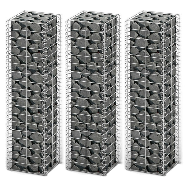 Gabion Baskets Gabion Set 3 Pcs Galvanised Wire 25 X 150 Cm