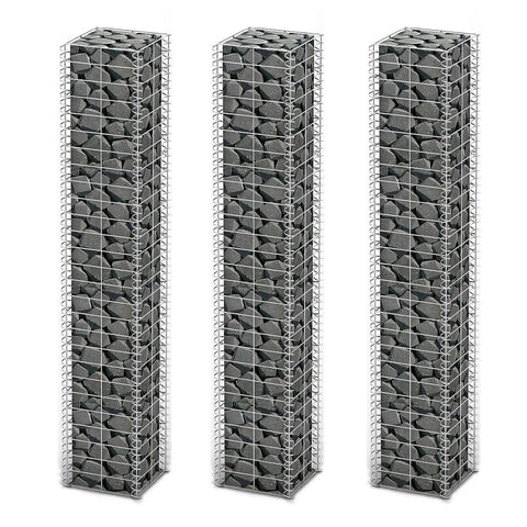 Gabion Baskets Gabion Set 3 Pcs Galvanised Wire 25 X 150 Cm