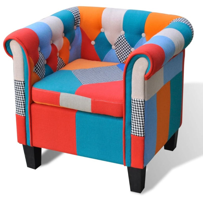 Accent Chairs Armchair With Patchwork Design Fabric