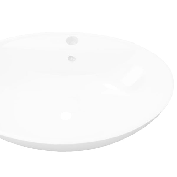 Bathroom Sinks Luxury Ceramic Basin Oval With Overflow And Faucet Hole