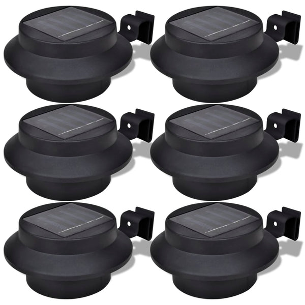 Decorative Lighting Outdoor Solar Lamp Set 6 Pcs Fence Light Gutter Black