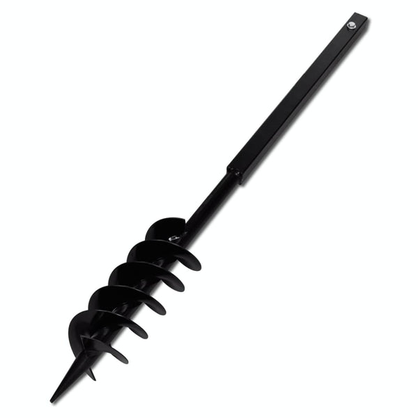 Ground Drill With Handle Auger Bit 100 Mm Double Spirals Steel Black