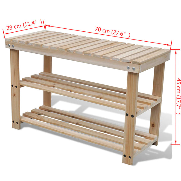 Shoe Racks 2 In 1 Shoe Rack With Bench Top Solid Fir Wood