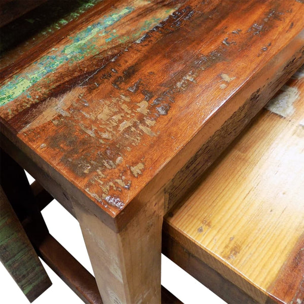 Side Tables Nesting Table Set 3 Pieces Vintage Reclaimed Wood