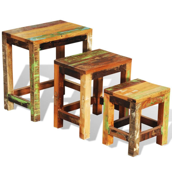 Side Tables Nesting Table Set 3 Pieces Vintage Reclaimed Wood