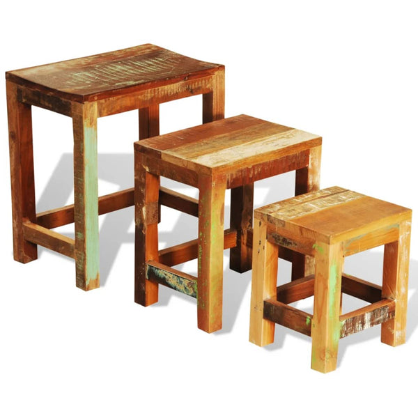 Side Tables Nesting Table Set 3 Pieces Vintage Reclaimed Wood