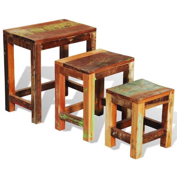 Side Tables Nesting Table Set 3 Pieces Vintage Reclaimed Wood