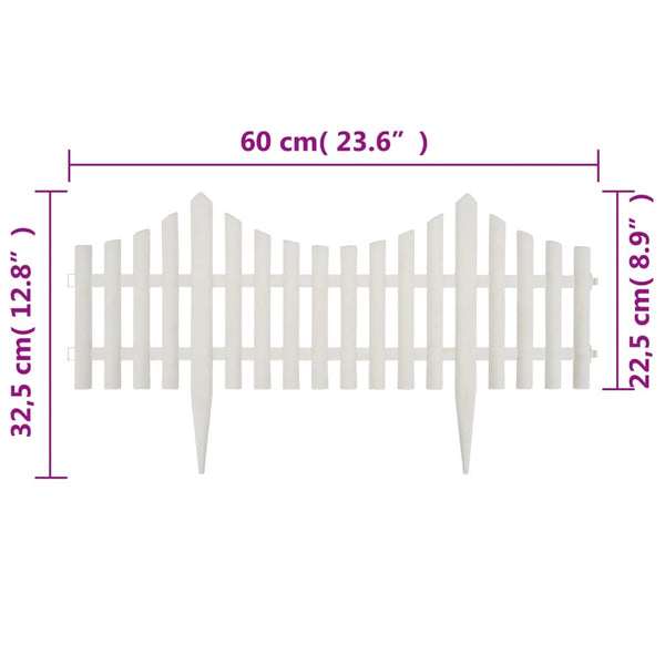 Fence Panels White Lawn Divider 17 Pcs / 10 M