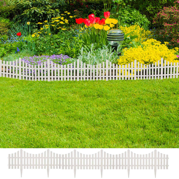 Fence Panels White Lawn Divider 17 Pcs / 10 M