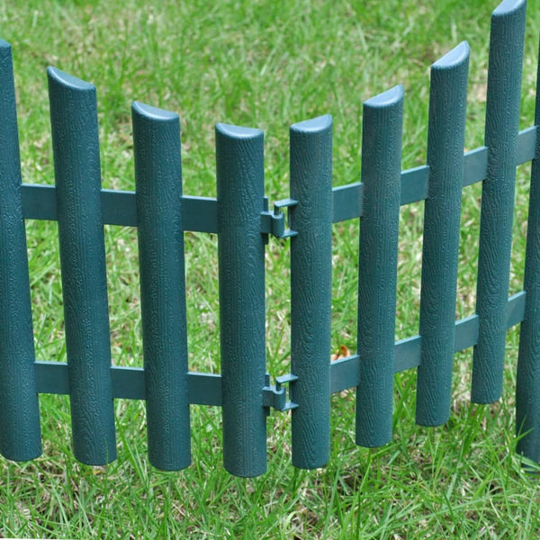 Fence Panels 17 Pcs Lawn Dividers 10 M Green