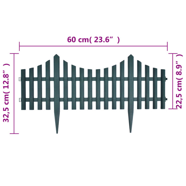 Fence Panels 17 Pcs Lawn Dividers 10 M Green