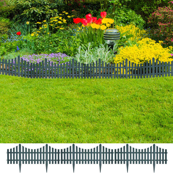 Fence Panels 17 Pcs Lawn Dividers 10 M Green