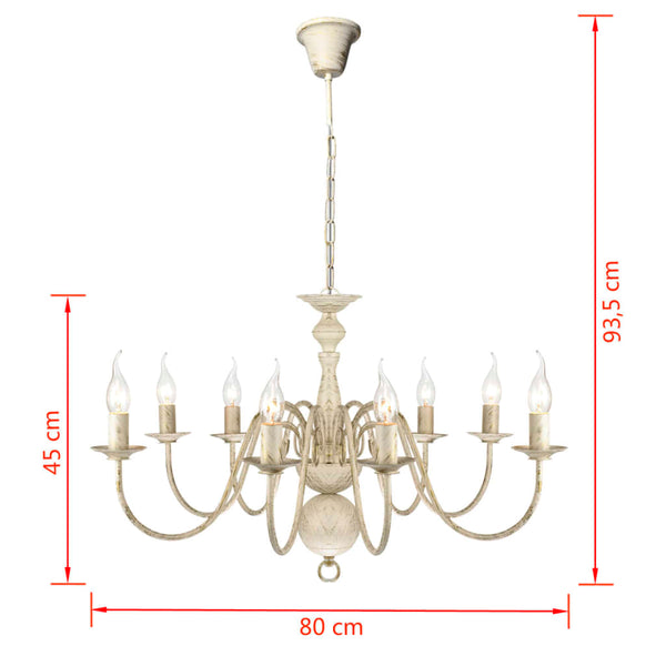 Chandeliers & Ceiling Fixtures Antique White Metal Chandelier 8 X E14 Bulbs