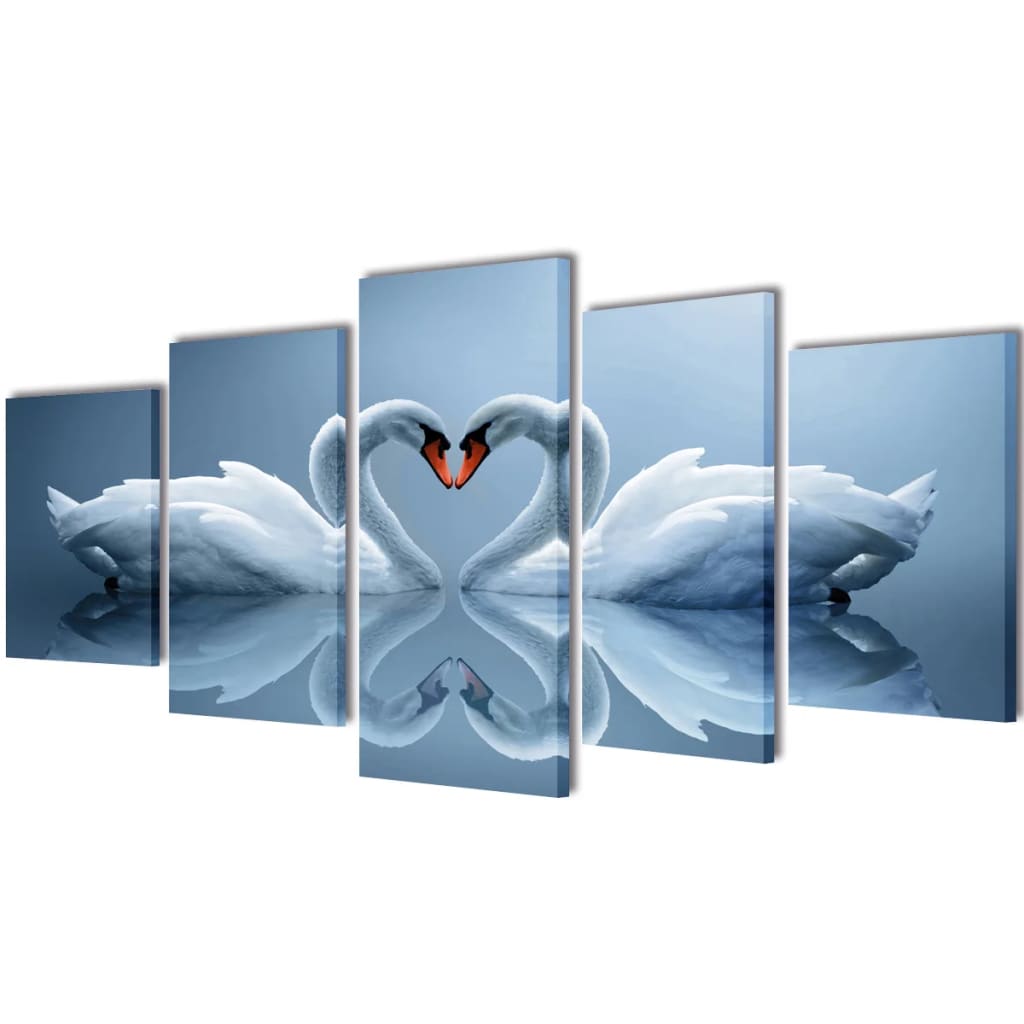 Posters & Prints Canvas Wall Print Set Swan 200 X 100 Cm