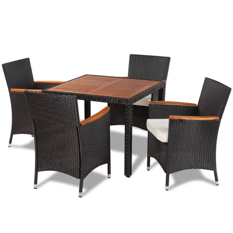 Patio Furniture Sets 5 Piece Outdoor Dining Set With Cushions Poly Rattan Black