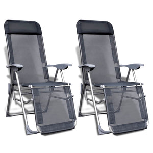 Patio Chairs Folding Garden Chairs 2 Pcs Aluminium And Textilene Grey