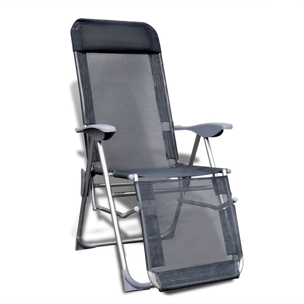 Patio Chairs Folding Garden Chairs 2 Pcs Aluminium And Textilene Grey