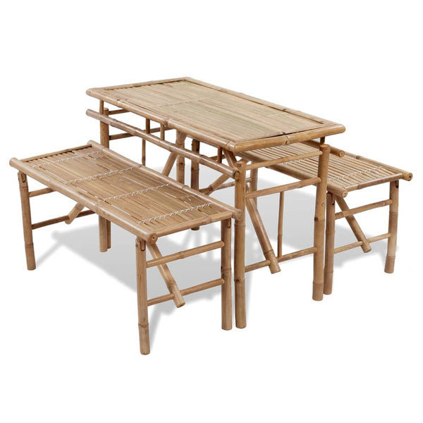 Patio Furniture Sets Beer Table With 2 Benches 100 Cm Bamboo