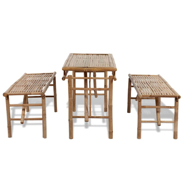 Patio Furniture Sets Beer Table With 2 Benches 100 Cm Bamboo