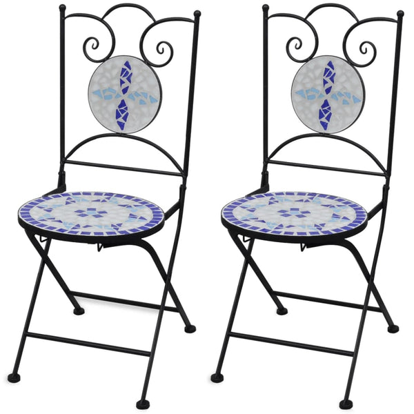 Patio Chairs Folding Bistro Chairs 2 Pcs Ceramic