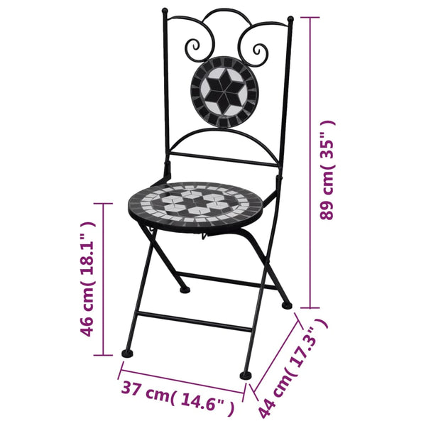 Patio Chairs Folding Bistro Chairs 2 Pcs Ceramic