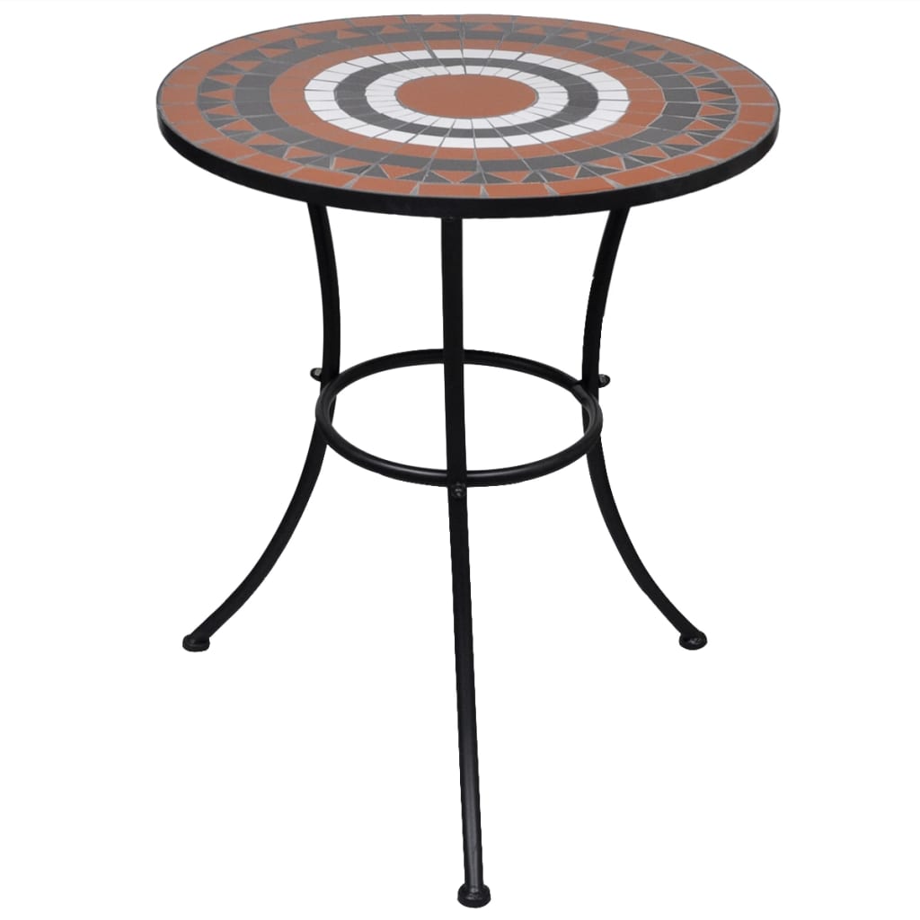 Patio & Garden Tables Bistro Table Terracotta And White 60 Cm Mosaic