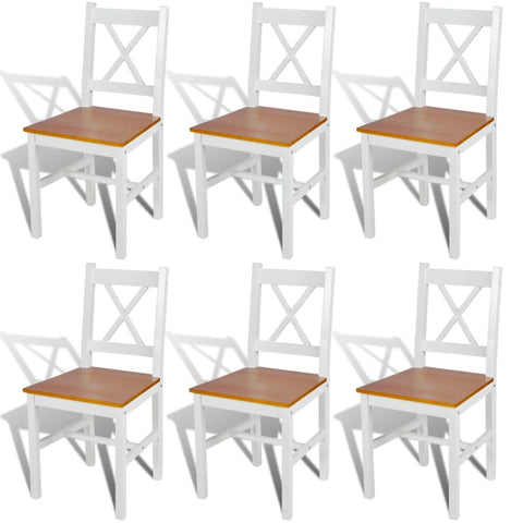 Dining Chairs 6 Pcs White Pinewood