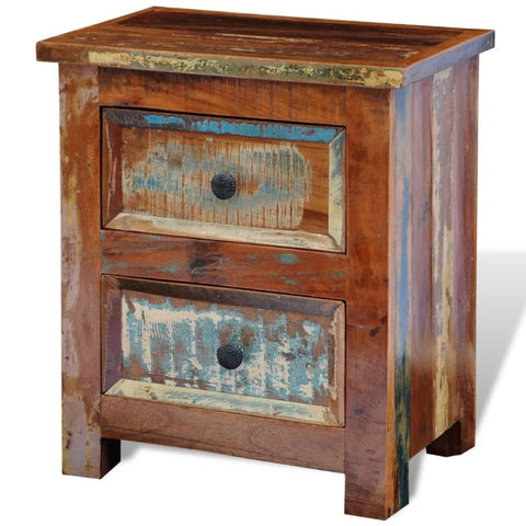 Bedside Tables Nightstand With 2 Drawers Solid Reclaimed Wood